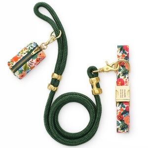 The Foggy Dog x Rifle Paper Co Floral Green Leash Accessory Set
